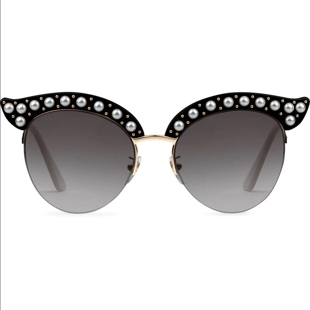 Gucci Sunglasses black cat eye acetate with pearls